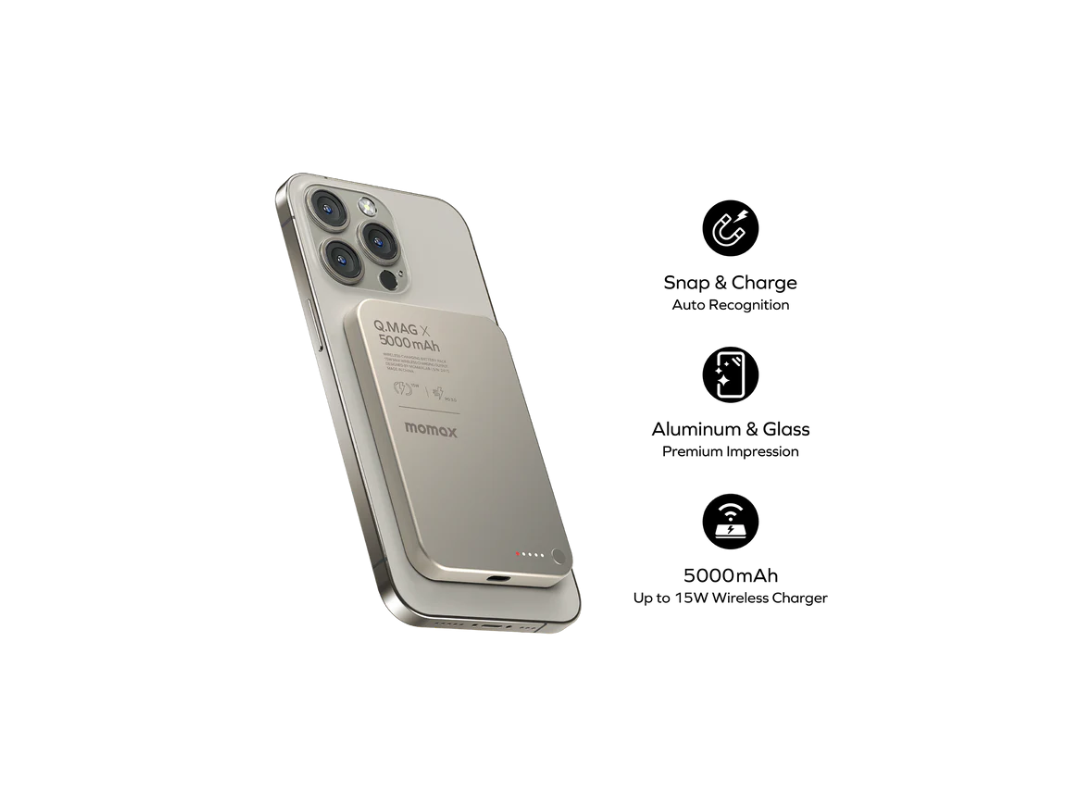 Buy Momax Q.Mag X 5000mAh Magnetic Wireless Power Bank - Grey - Gen 2 in Qatar Buy Momax Q.Mag X 5000mAh Magnetic Wireless Power Bank - Grey - Gen 2 in Qatar